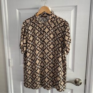 Louis Vuitton Beige and Black Monogram Geometric Button-Down Shirt